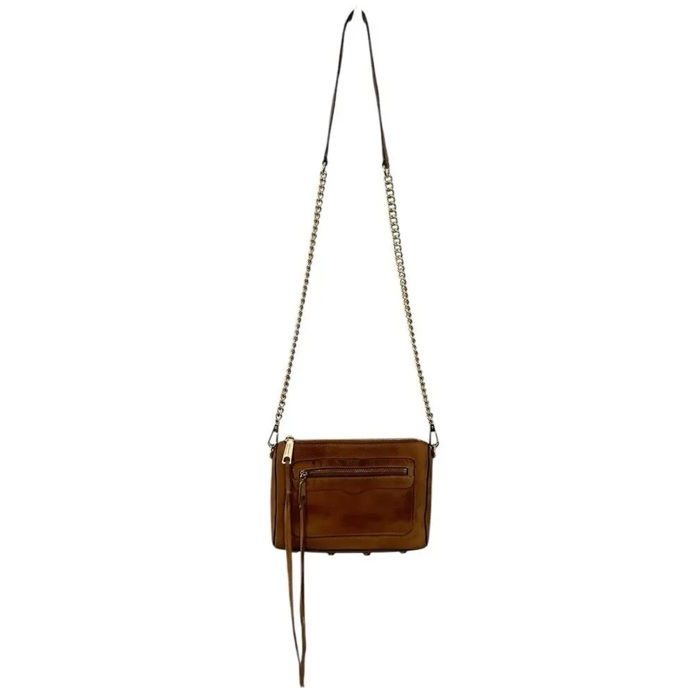 Rebecca Minkoff Avery Crossbody Bag Caramel Brown Nubuck‎ Leather Purse